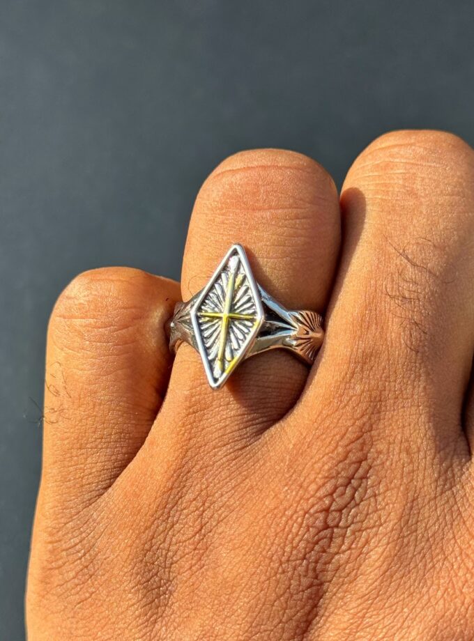 Gothic Adjustable Ring - Golden Cross
