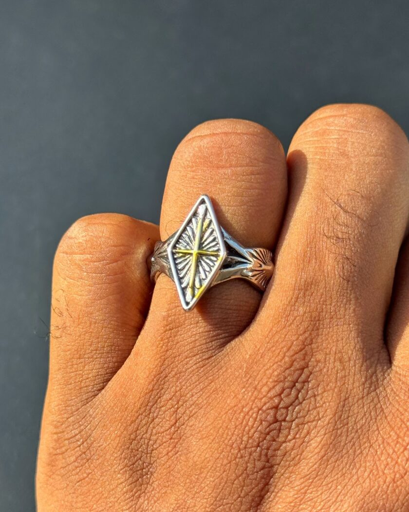 Gothic Adjustable Ring - Golden Cross